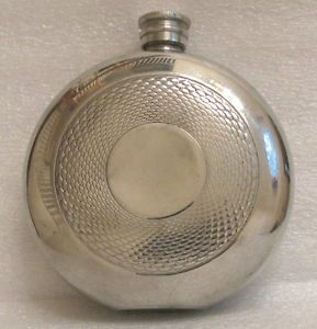 Vtg Orvis 8 oz Round Fishing Flask Embossed Fish Scales Sheffield