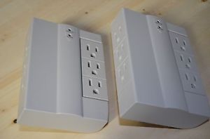 Two Pack New Side Socket 6 Plug Electrical Socket Surge Protector and Ground