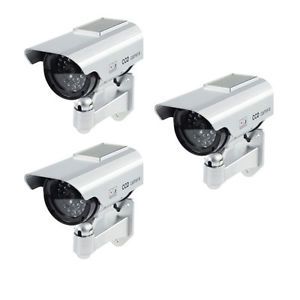 3 Konig Outdoor Solar Powered Dummy CCTV Security Surveillance Camera New UK