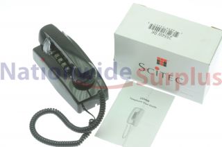 New Scitec 2554W BK Wall Mount Single Line Phone Volume Handset Black w Cord