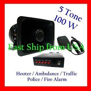 12V 5 Tone Ultra Loud Horn Siren Alarm Speaker Microphone PA System Car Truck