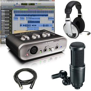 Avid Recording Studio M Audio Fast Track USB w AT2020 Mic Headphones XLR
