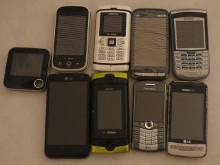 Lot of 9 Untested Smart Phones Blackberry Samsung LG Various Carrier