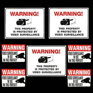 Security System Video Surveillance Cameras Alarm Warning Yard Signs Stickers Lot