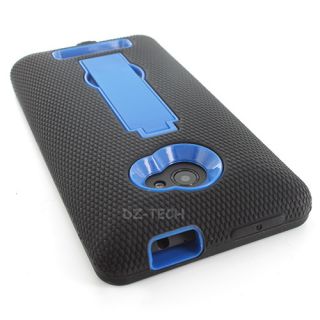 Black Blue Impact Hard Case Cover Kickstand for HTC Windows Phone 8x Accessory