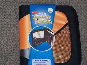 Staples 3 Ring Zipper Binder for School Orange