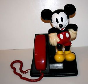 Vintage Walt Disney Mickey Mouse 14" Tall Plastic Telephone Cute