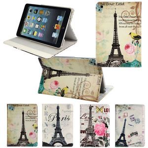 Vogue Retro Eiffel Tower Leather Case Flip Pouch Stand Cover for Apple iPad Mini
