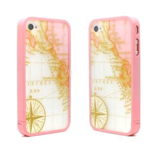 Pink Map Disney 86Hero Ero Travel Hard Case Back Cover for iPhone 4 4G 4S