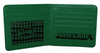 Minecraft Notch Creeper Face Video Game Leather Bifold Wallet