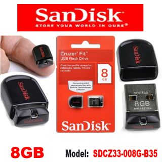 SanDisk SDCZ33 008G B35 8GB Cruzer Fit USB Flash Drive Retail SDCZ33 008G B35 619659070397