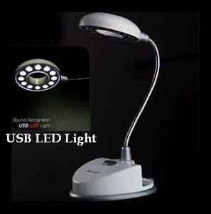Sound Recognition Voice Control USB Bright 12 LED Reading Lamp Soft Desk Light