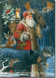 Woodland Santa 16 Boxed Christmas Cards by LPG Greetings