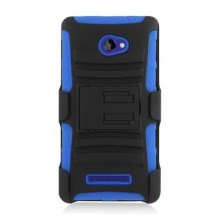 For HTC Windows Phone 8x Zenith C6990 Hybrid Case Blue Black Stand and Holster