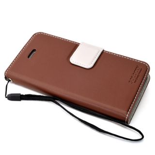 Apple iPhone 5 Leather Jelly Case Skin Cover Flip Stand Diary Card Wallet Brown