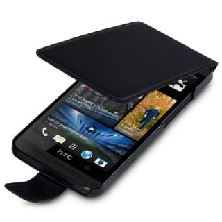 Black PU Leather Flip Case Cover for HTC One HTC One M7