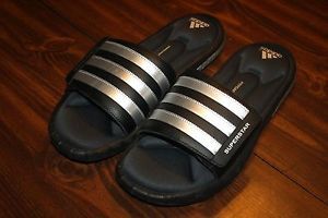 New Men's Adidas Superstar Black Silver 3G Slides Sandals Size 12