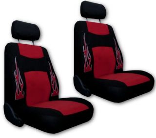 Velour Fabric Red Black Flame Sport Racing Car Seat Covers 9pc Pkg H