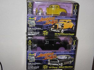 Two American Graffiti Hot Rods 1 25 Scale '55 Chevy '32 Ford Deuce Coupe