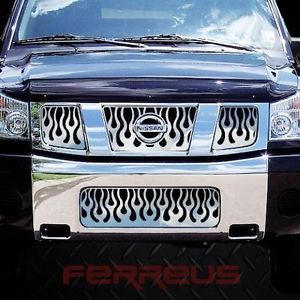 Nissan Titan 05 07 Flame Front End Grille Insert Chrome Metal Accessories