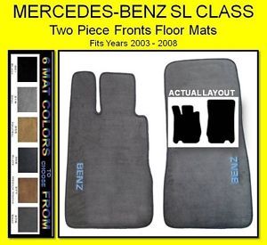 2003 2008 SL Class Mercedes Floor Car Mats 2 PC Fronts w Benz Monogram