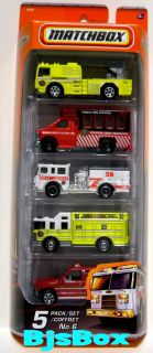 Matchbox 2010 Fire Truck 5 Pack Pumper Ladder Rescue
