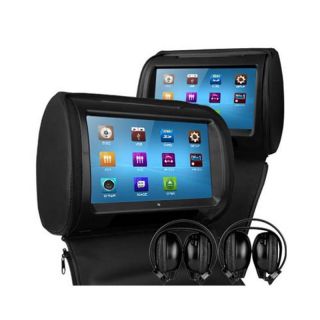 Xtrons HD908TD 2 9" HD Digital Car Headrest DVD Player 2 Headphones Black USB
