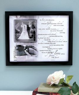 I Promise Wedding Photo Frame Bride Groom Picture Poem Shower Gift Wall Accent