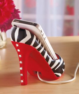 Zebra Stripes Sexy Stylish Stiletto High Heel Shoe Cell Phone Mobile Holder Teen