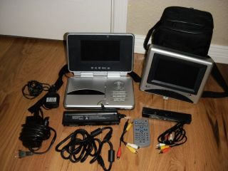 Durabrand Dual Screen Portable DVD Player w Car Kit Case Included