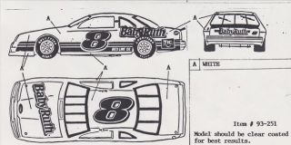8 Jeff Burton Baby Ruth Ford 1 43rd Scale Slot Car Decals