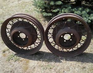 1930's Set of 2 Antique Vintage Ford Model A or B Spoke Wire Rims 18" Wheels T