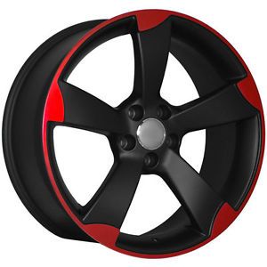 18" RS3 Style Matte Black Machined Red Wheels Rims Fit Audi A3 A4 A6 S4 B8