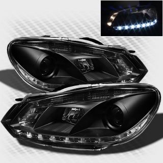 2010 2014 Volkswagen Golf GTI DRL LED Projector Headlights Black Head Lights Set