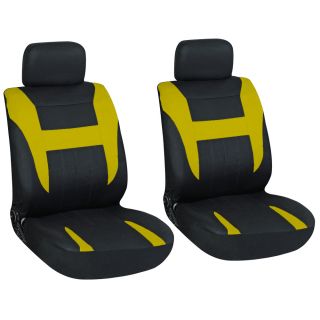 15pc Set Yellow Car Seat Cover Steering Wheel Belt Pad Head Rest Air Freshener