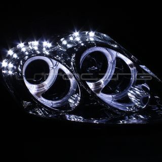 00 05 Eclipse Dual Halo Projector DRL LED Smoked Headlights w Hyper Blue Bulbs