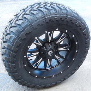 20x10" Black Fuel Throttle Wheels Rims 35" Mud M T Tires Toyota Tundra SR5 TRD