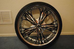 22 x 9.5 DIABLO ANGEL CHROME WHEELS RIMS + Low Pro Tire Package Wheel