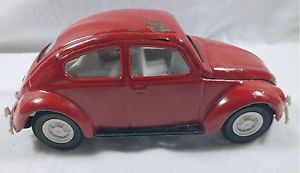 Vintage Tonka Toy Metal Red Volkswagen VW Beetle Car Whitewall Tires Bumpers