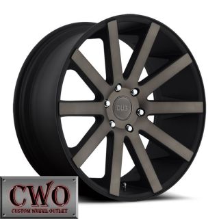 26 26x10 Black Dub Shot Calla Wheels Rims 6x139 7 30mm Offset