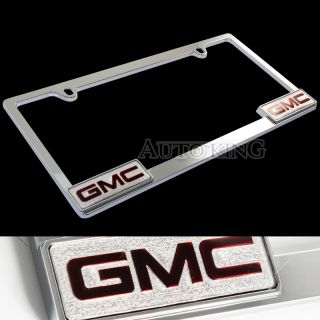 US Standard Size Zinc Chrome License Plate Frame with 3D Die Cast GMC Logo