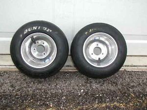 Pair Go Kart Douglas Polished Aluminum Wheels w Dunlop Racing Tires 11 5x6 00 6