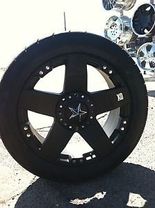 22" Black Wheels Tires 8x165 Hummer Chevy Dodge New 305 45 22 Rock Stars