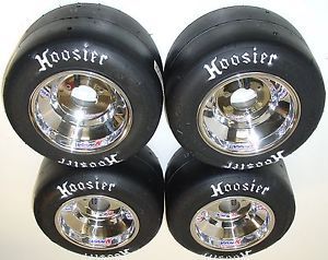 Set of 4 New Hoosier A40A Racing Go Kart Tires New Vank Polished Wheels
