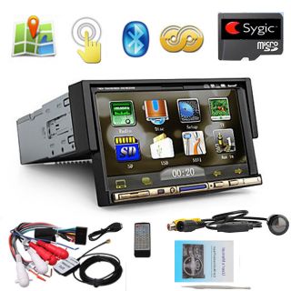 Single 1 DIN 7" in Dash Car Stereo DVD  Player GPS Navi iPod Official Map