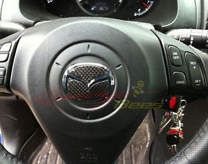 Mazda3 Black Carbon Fiber Steering Wheel Emblem Insert Rider MAZDA2 6