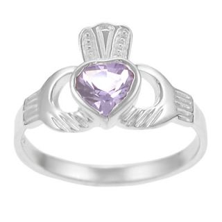 Skyline Silver Sterling Silver with Amethyst Claddagh Ring