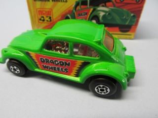 Matchbox 43B VW Dragon Wheels Medium Green Labels 5 Spoke Front Wheels
