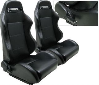 New 1 Pair Black PVC Leather Adjustable Racing Seats Chevrolet
