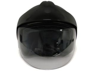 Gloss Black Open Face Dual Visor Motorcycle Helmet with Sun Shield s M L XL